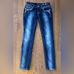 Miss Me Low Rise Denim Size 28 Crystal Pocket Y2K USA Made